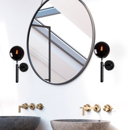 Opviq King - 11456 Lámpara de pared de metal negro con tapa de cristal